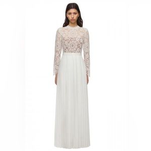 Self-Portrait Guipure Lace Pleated Maxi Dress